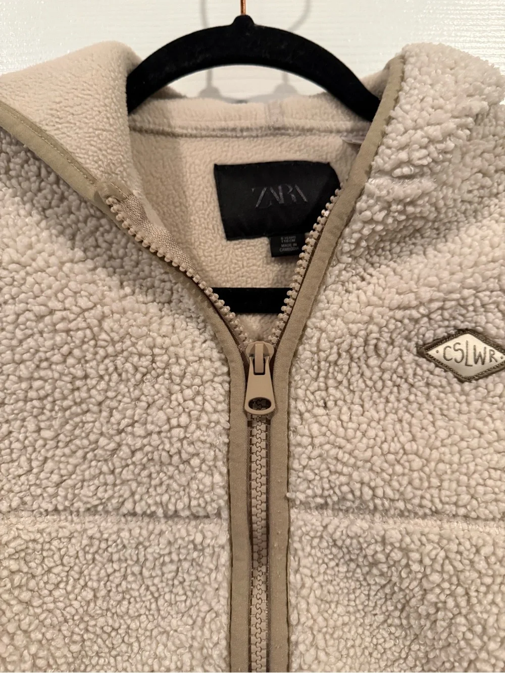 Zara Cream Sherpa Hooded Zip Jacket for Kids